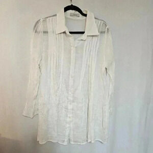 ♥Bettina  sheer‎ button down tunic top
